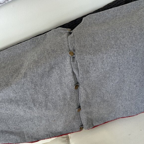 RACHEL ZOE Tree Skirt Christmas Embroidered Gray Red White Wool Blend HOPE EUC - Picture 3 of 9